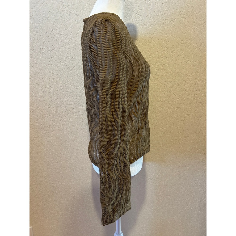 Noisy May Womens Structured Top Size Large Brown Sheer Textured Mesh Long Sleeve - Picture 3 of 8